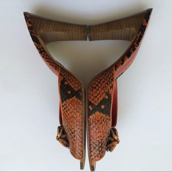 🎃J VINCENT ELIZA LEATHER ORANGE EMBELLISHED HEEL - Picture 6 of 7